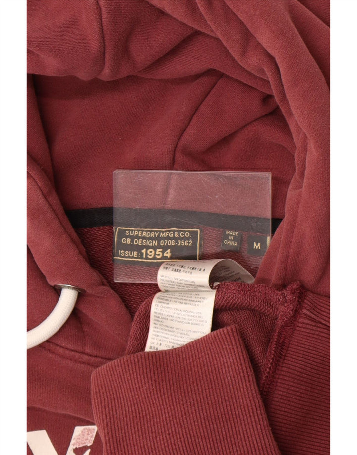 Maglione con cappuccio grafico da uomo Superdry in cotone bordeaux medio