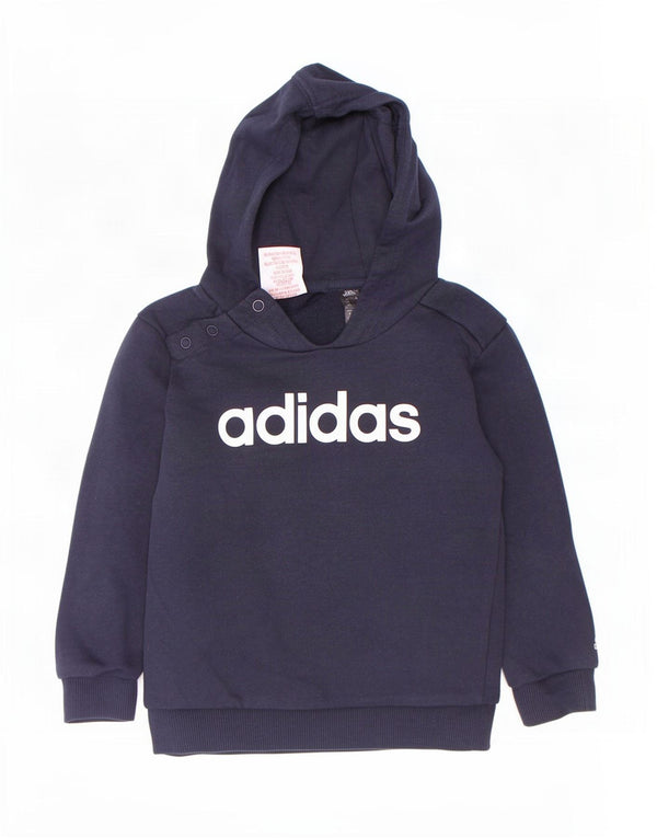 Maglione con cappuccio grafico Adidas da bambino 18-24 mesi in cotone blu navy