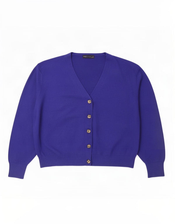Maglione cardigan oversize da donna Marks & Spencer UK 18 XL viscosa blu