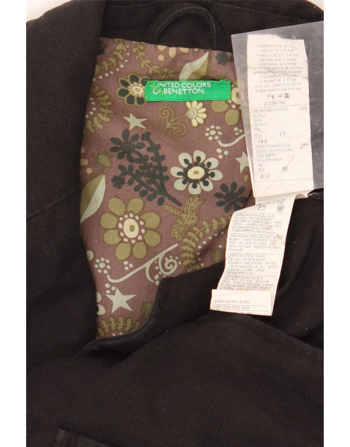 BENETTON Giacca Blazer a 3 Bottoni da Uomo IT 48 Lino Medio Nero