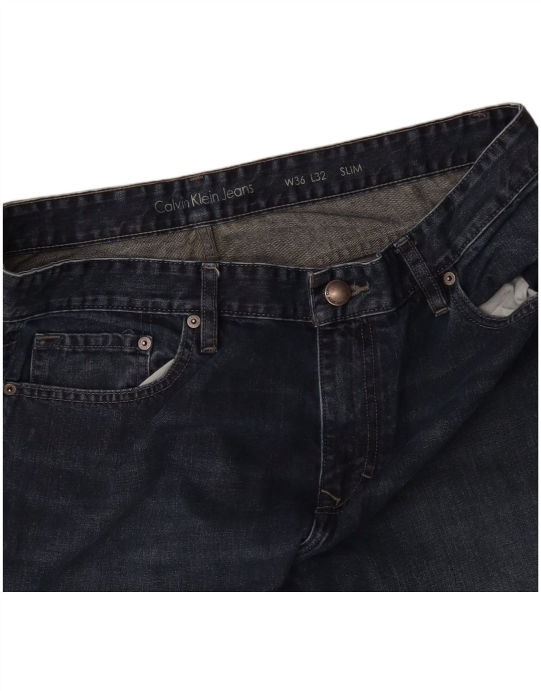 CALVIN KLEIN Jeans slim da uomo W36 L32 Blu Cotone