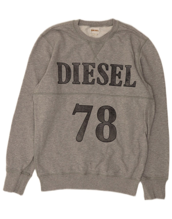 DIESEL Felpa con grafica da uomo Maglione piccolo in cotone grigio
