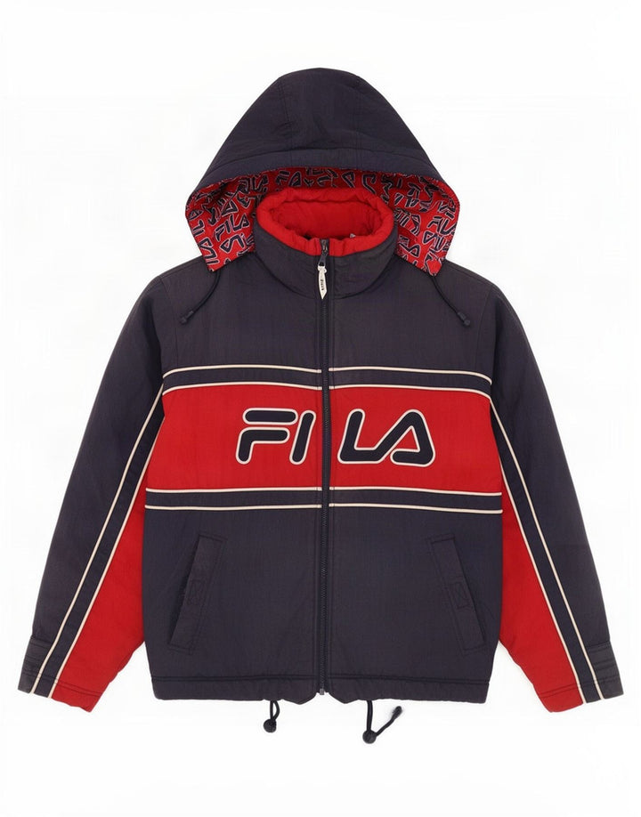 Giacca a vento con cappuccio da uomo Fila IT 48 Medium Navy Blue Colourblock