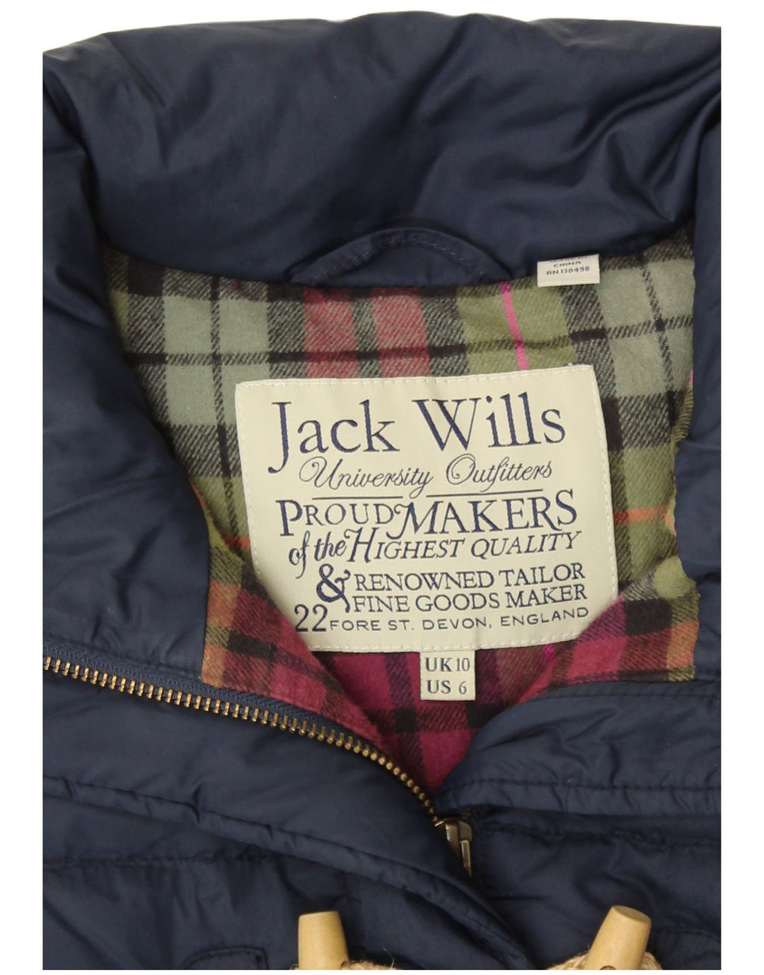 Gilet imbottito da donna JACK WILLS UK 10 piccolo blu navy