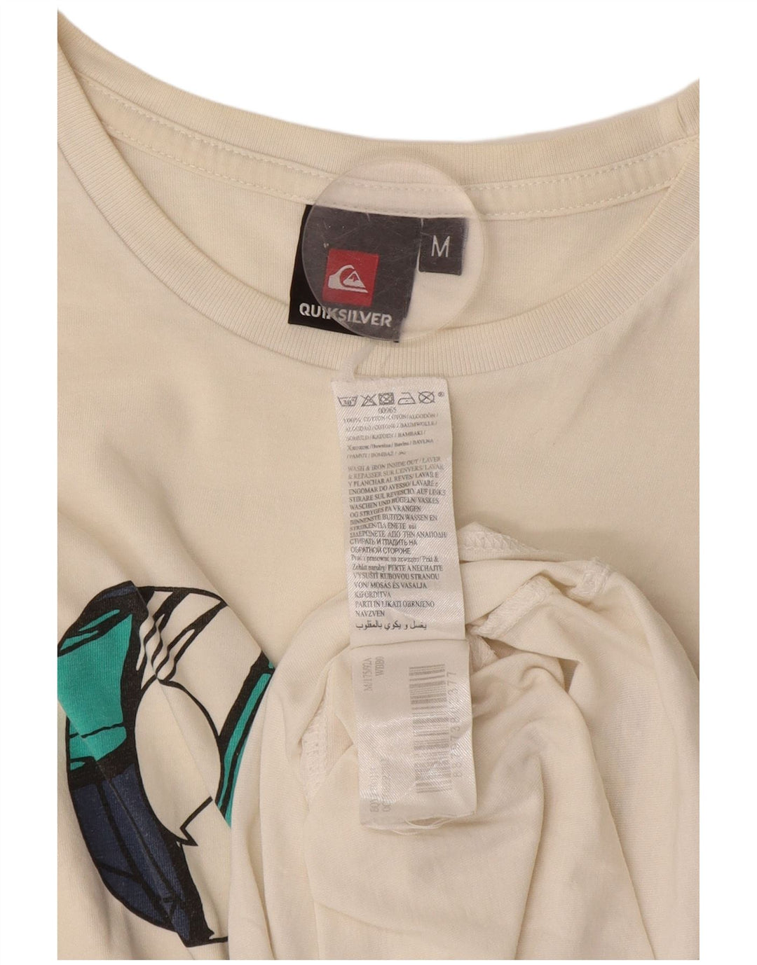 T-shirt grafica da uomo Quiksilver Top in cotone bianco sporco medio