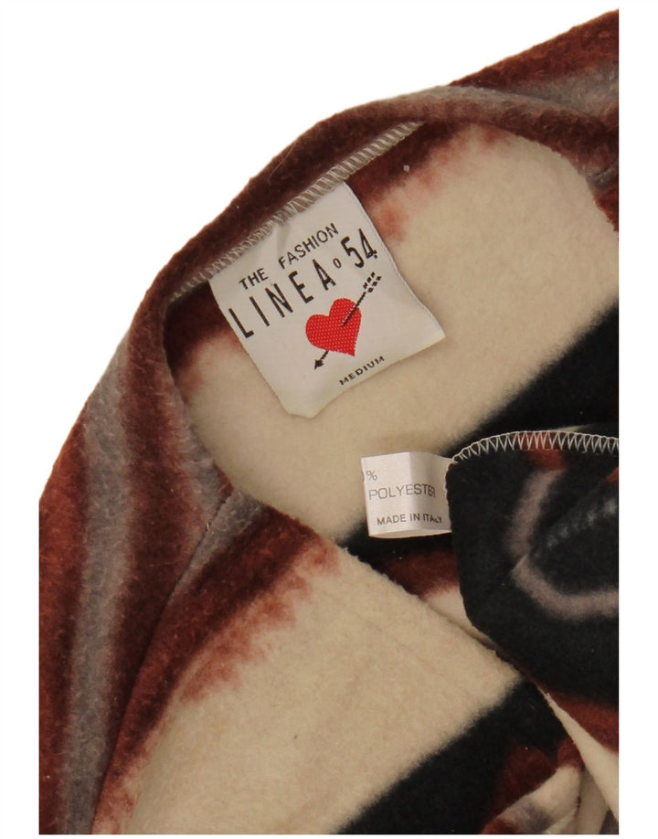 Gilet in pile da donna VINTAGE UK 14 medio a righe multicolore