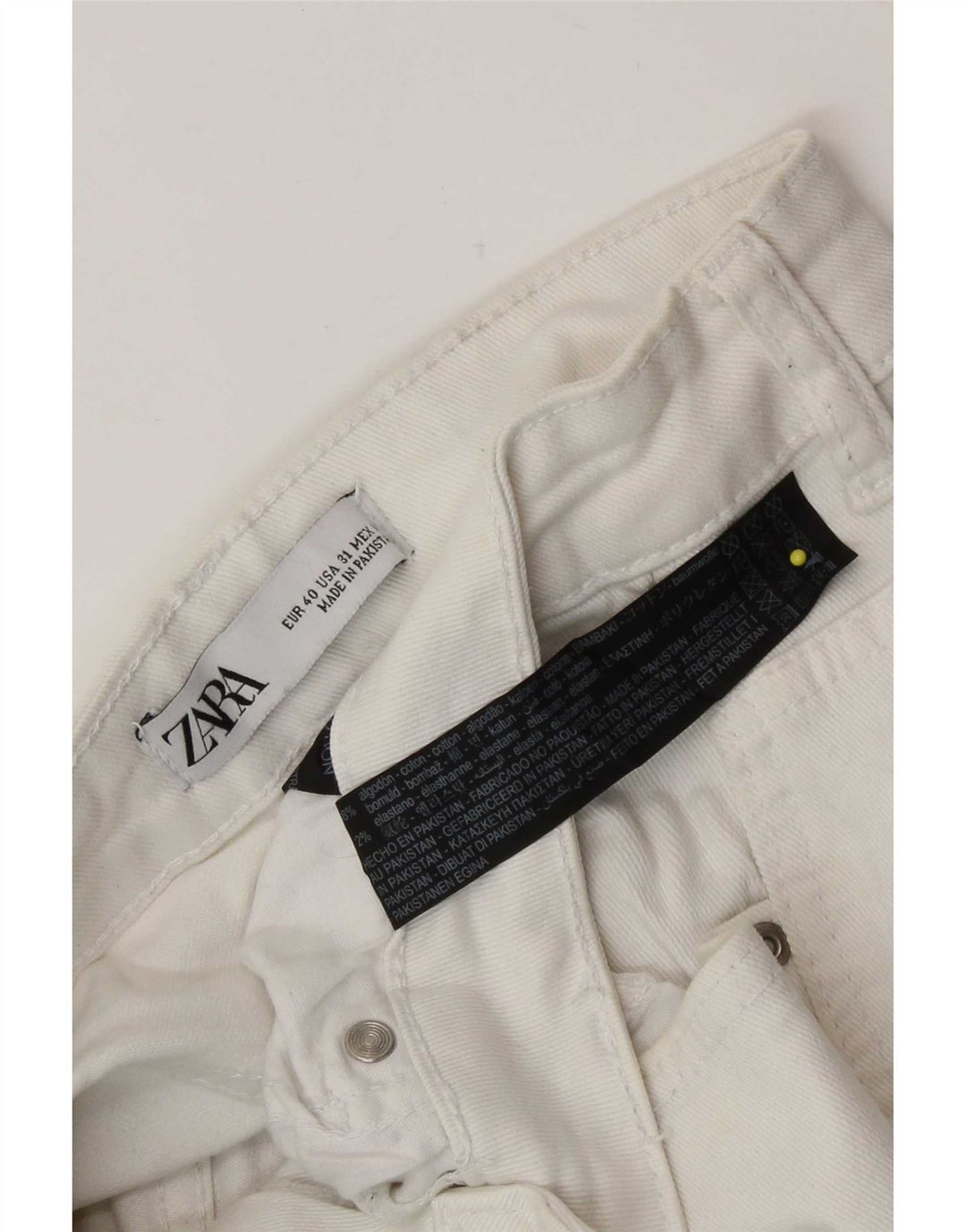 Jeans corti invecchiati da uomo Zara EU 40 medio W31 L25 cotone bianco