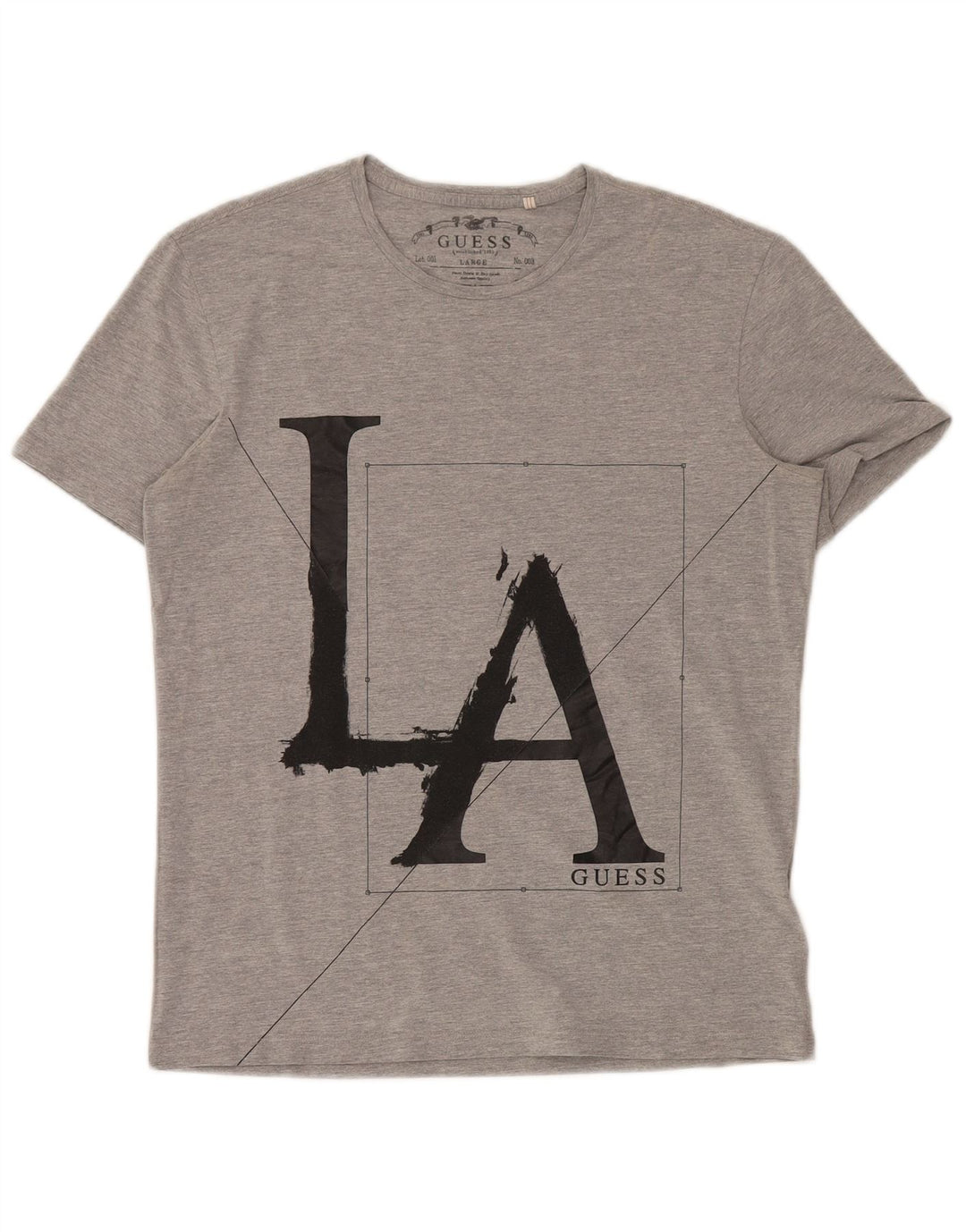GUESS Mens Graphic T-Shirt Top Large Grey Cotton