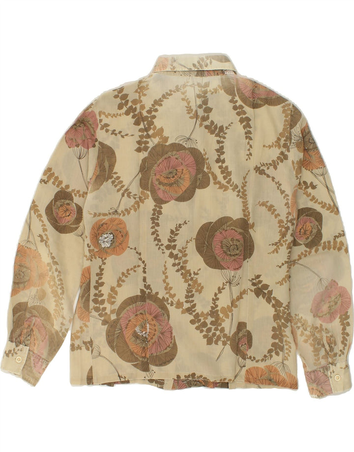 VINTAGE Womens Shirt UK 14 Medium Beige Floral Vintage Vintage and Second-Hand Vintage from Messina Hembry 