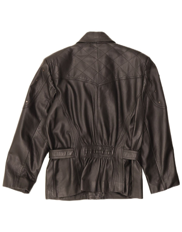 Giacca da motociclista in pelle oversize da donna vintage EU 36 piccola in pelle nera