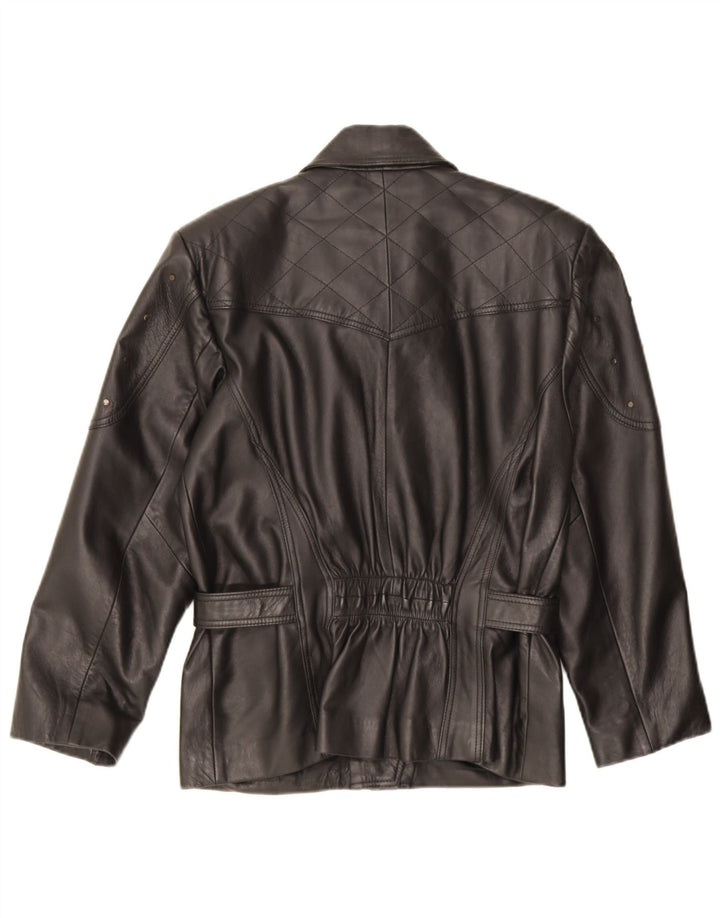 Giacca da motociclista in pelle oversize da donna vintage EU 36 piccola in pelle nera
