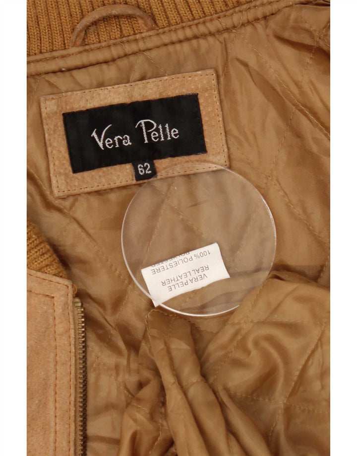 Giacca vintage in pelle scamosciata da uomo UK 42 2XL Pelle beige