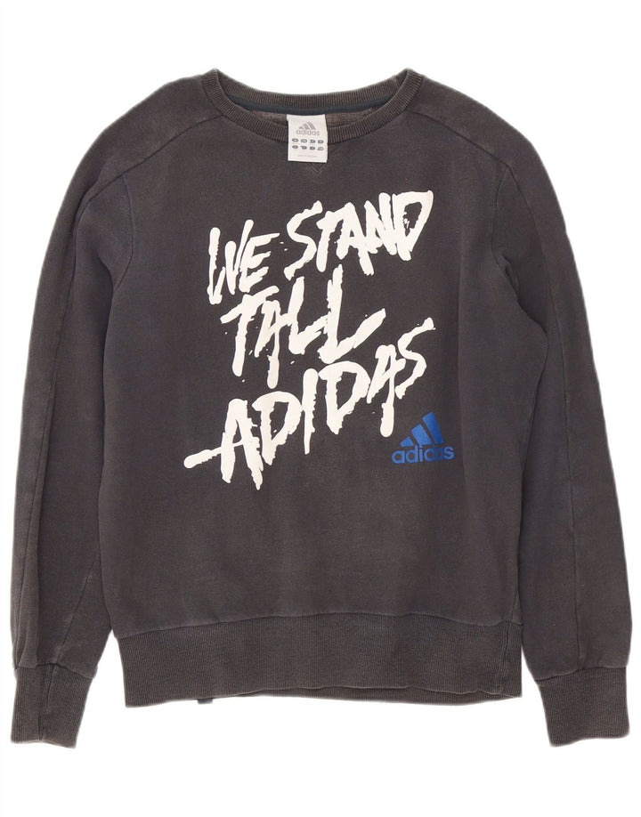 Felpa grafica da uomo Adidas Maglione UK 38/40 Cotone grigio medio