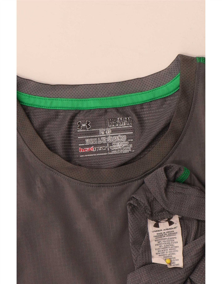T-shirt Under Armour da uomo Heat Gear Top in poliestere geometrico grigio medio