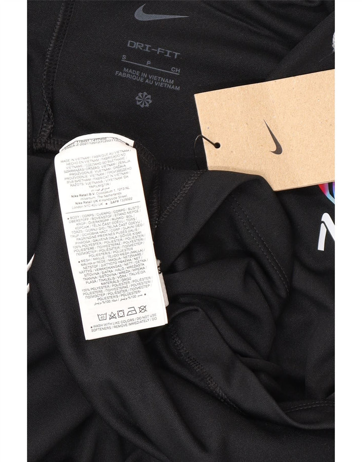 NIKE Mens Dri Fit Zip Neck Pullover Tracksuit Top Small Black Colourblock
