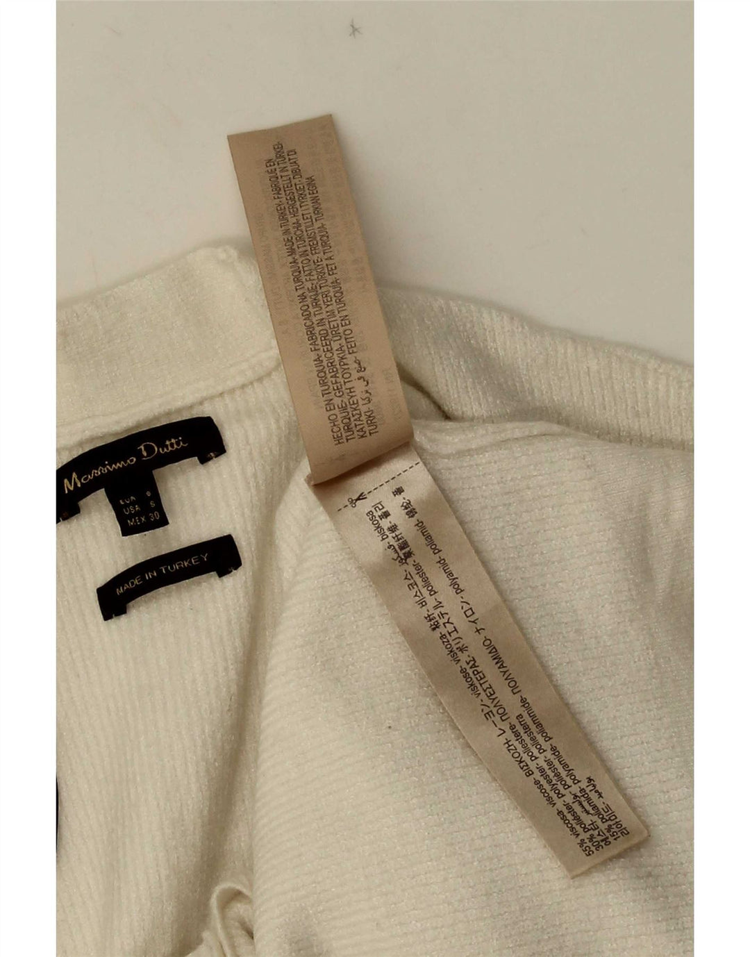 Massimo Dutti Maglione cardigan corto da donna UK 10 piccolo viscosa bianca