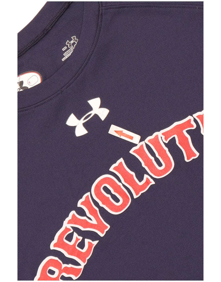 T-shirt grafica da uomo Under Armour Top medio in poliestere blu navy