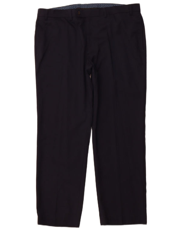 POLO RALPH LAUREN Pantaloni da abito dritti da uomo W38 L30 poliestere blu navy