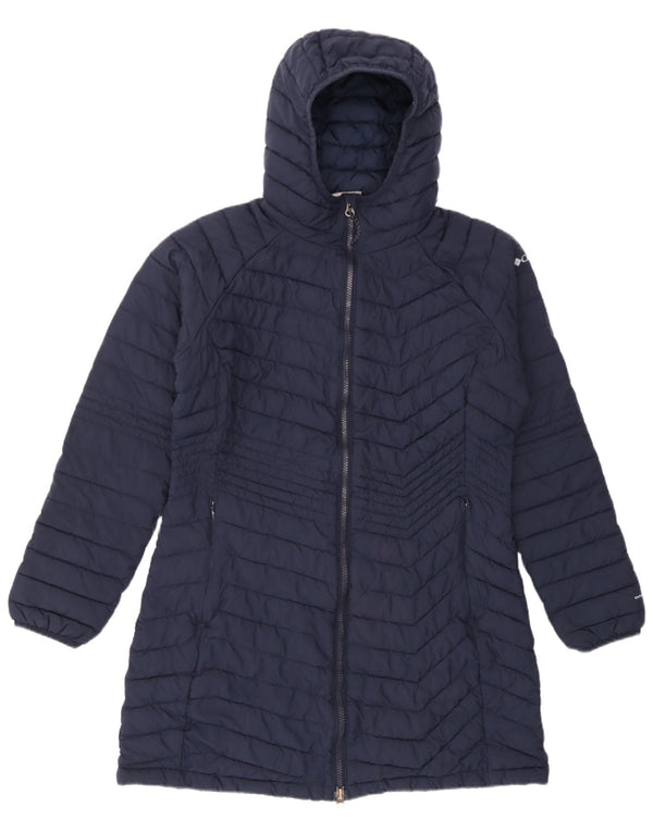 Cappotto imbottito con cappuccio Columbia Omni-Heat da donna UK 16 grande blu navy