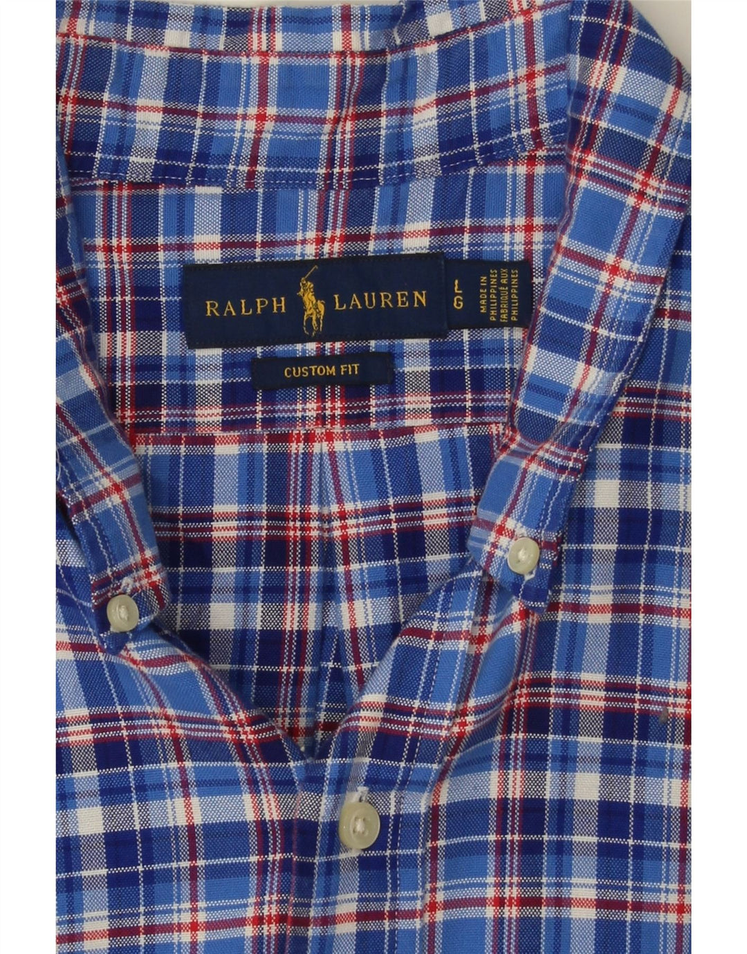 Camicia Ralph Lauren da uomo a maniche corte su misura, grande motivo a quadri blu