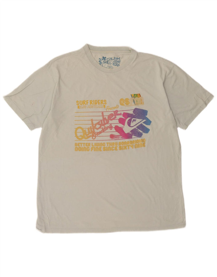 T-shirt grafica da uomo Quiksilver Top grande in cotone blu