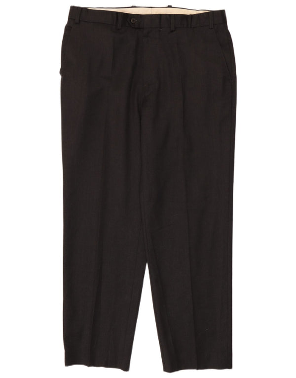 Pantaloni da abito dritti da uomo Marks & Spencer W38 L31 lana nera