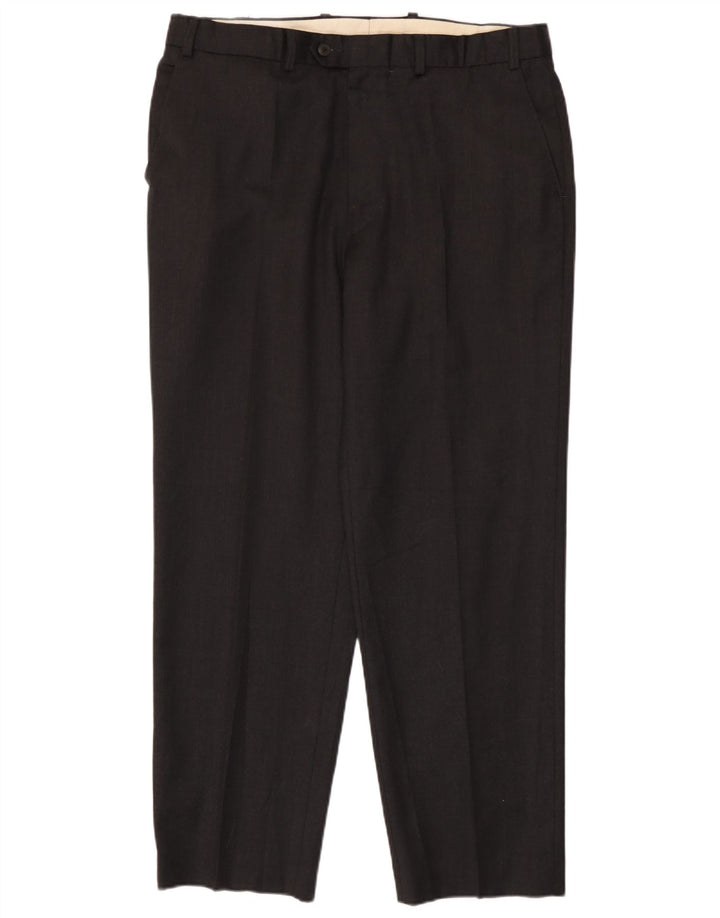 Pantaloni da abito dritti da uomo Marks & Spencer W38 L31 lana nera