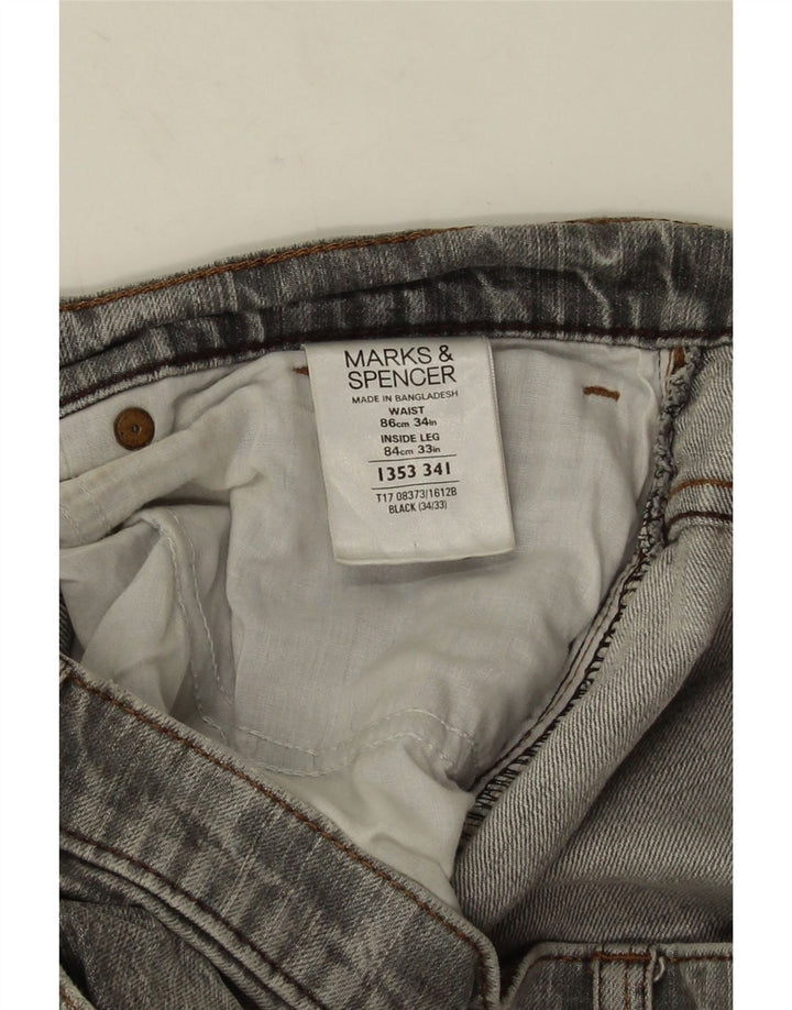 Jeans dritti da uomo Marks & Spencer W34 L33 cotone grigio