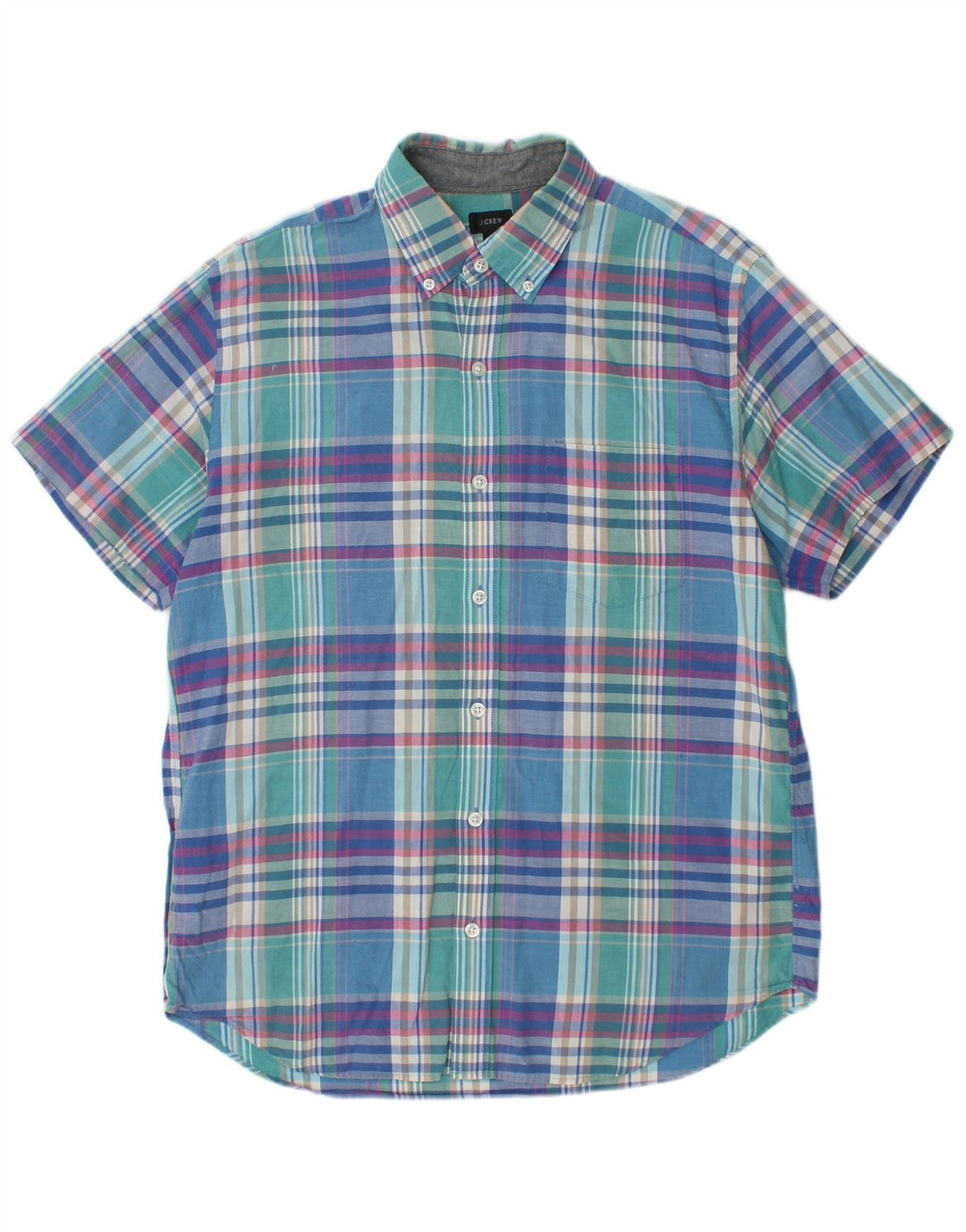 Camicia a maniche corte da uomo J. Crew in cotone scozzese blu medio