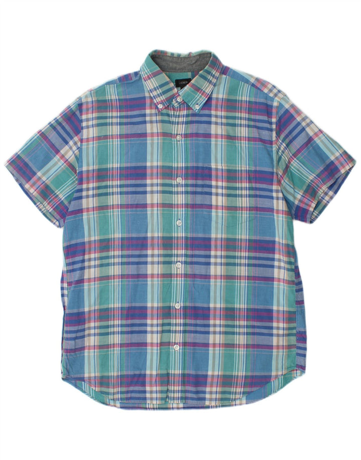 Camicia a maniche corte da uomo J. Crew in cotone scozzese blu medio