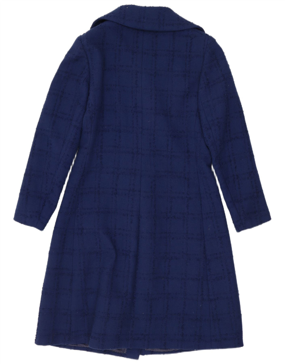 Cappotto da donna vintage UK 10 piccolo check blu navy
