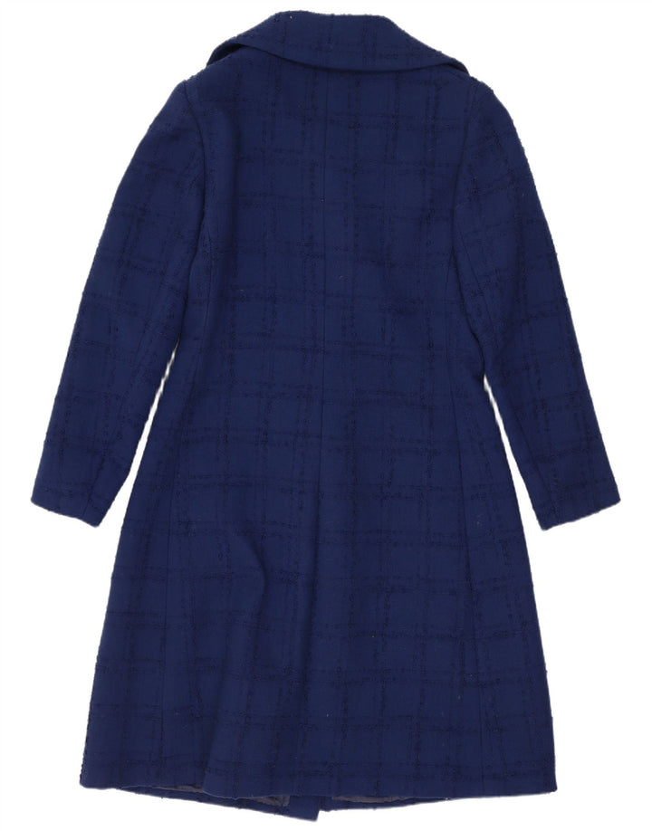 Cappotto da donna vintage UK 10 piccolo check blu navy