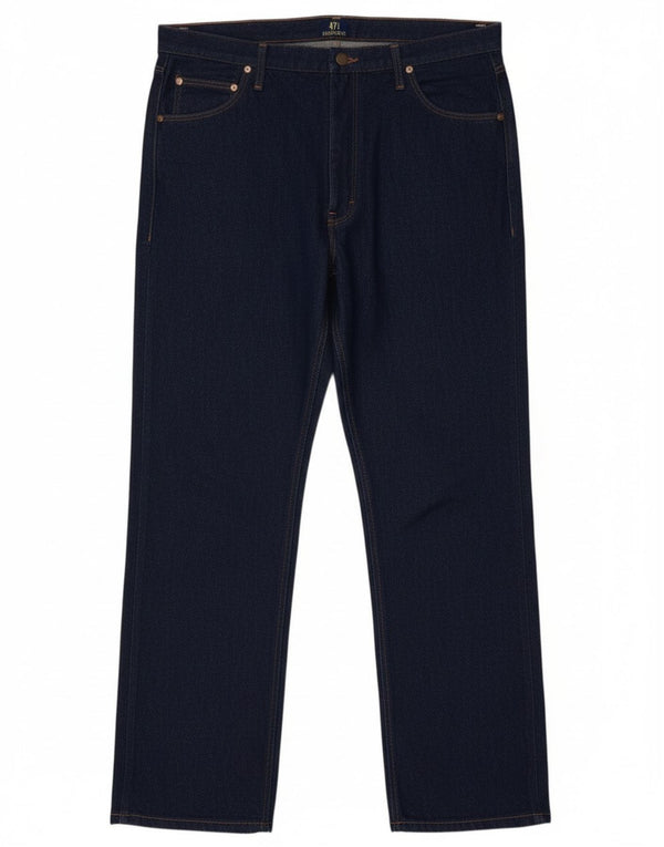 Jeans dritti da uomo Wrangler vestibilità regolare W44 L33 cotone blu navy