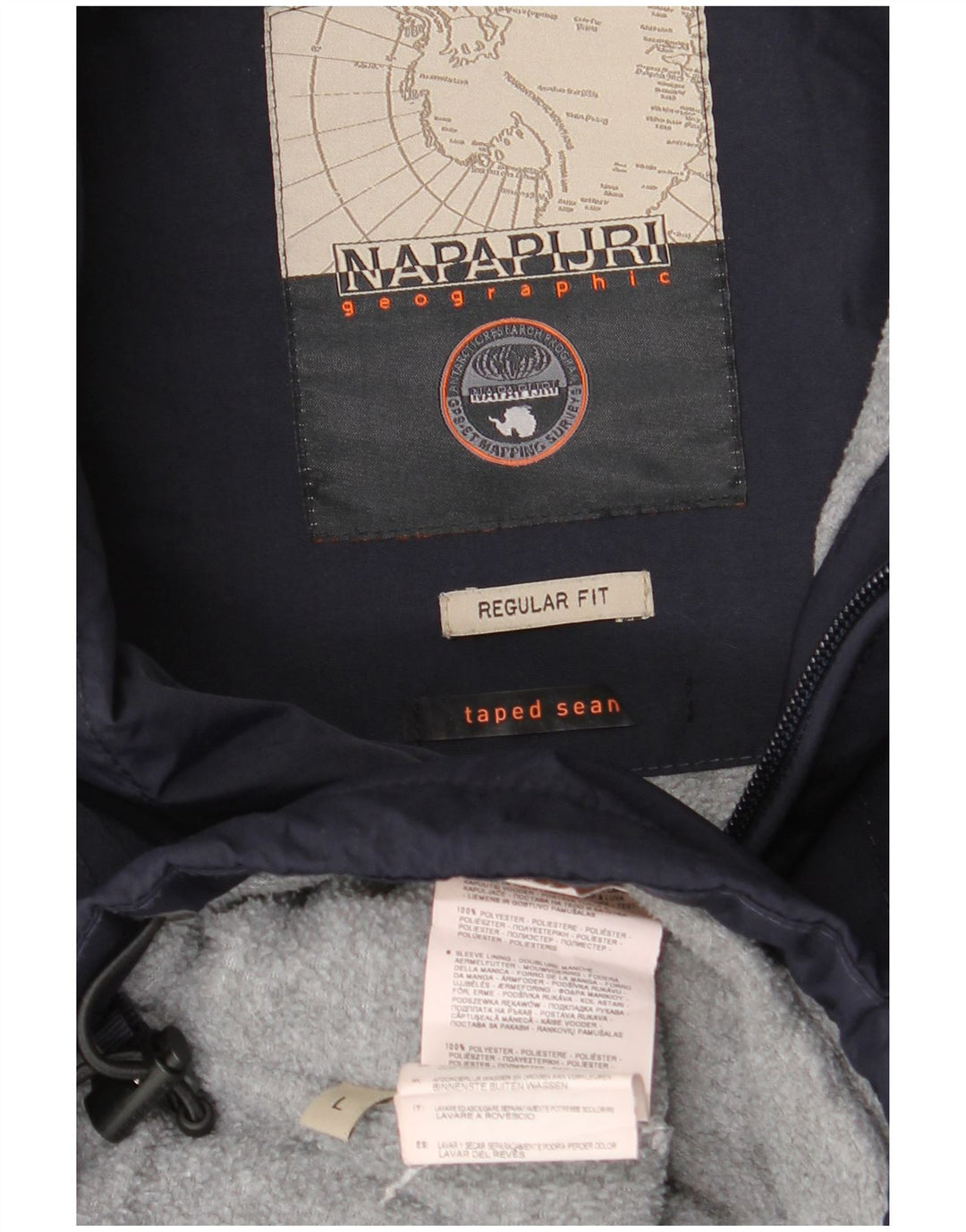 Giacca anorak con cappuccio grafico da uomo Napapijri UK 40 Large in poliestere blu navy