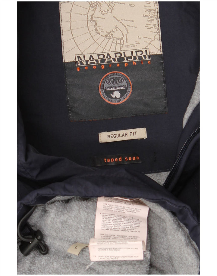 Giacca anorak con cappuccio grafico da uomo Napapijri UK 40 Large in poliestere blu navy
