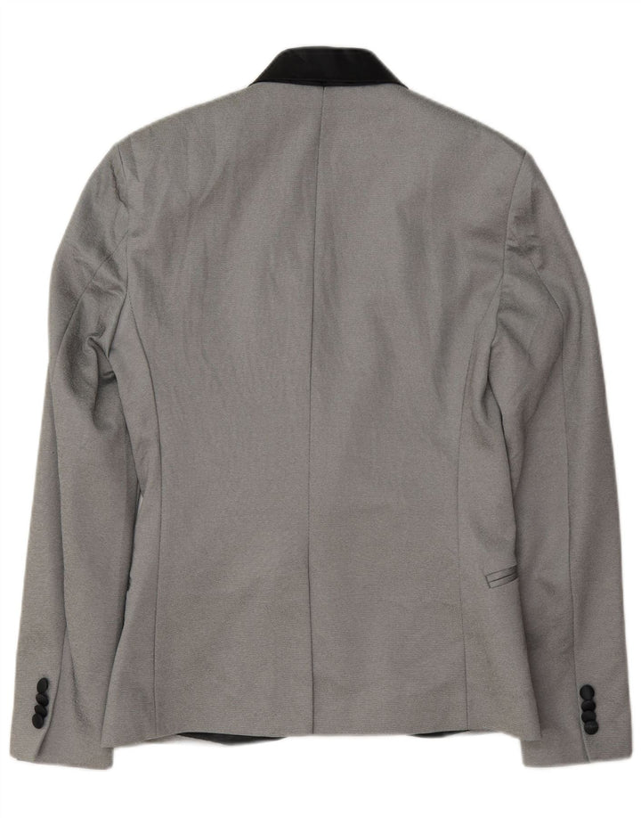 Giacca blazer da uomo a 1 bottone Zara UK 36 piccola poliestere grigio