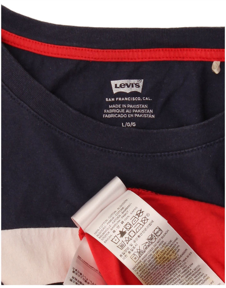 LEVI'S Canotta grafica corta da donna UK 14 Grande blocco di colori multicolore