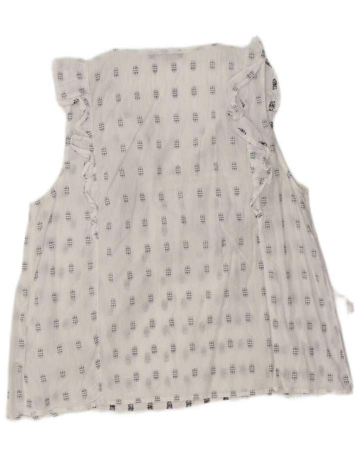MARKS & SPENCER Camicetta senza maniche da donna UK 16 Grande bianco geometrico