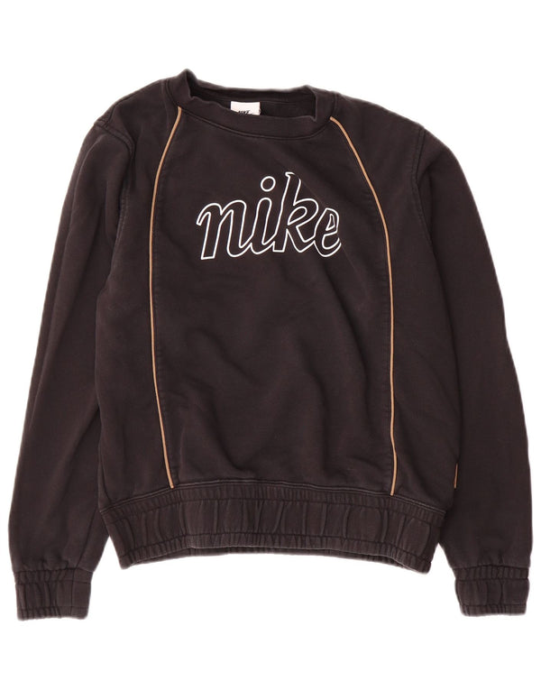 Felpa oversize con grafica Nike da donna UK 6 XS cotone nero