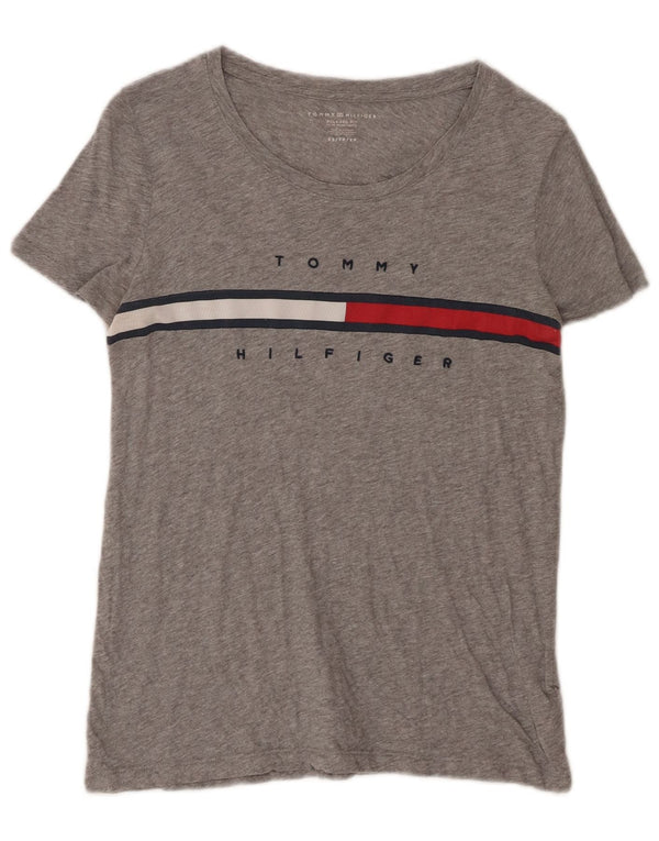 T-shirt grafica da donna con vestibilità rilassata Tommy Hilfiger Top UK 6 XS cotone grigio