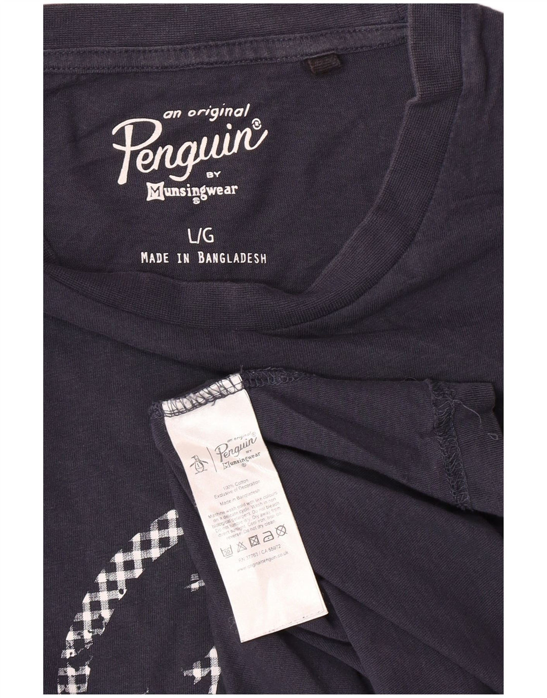 PENGUIN T-shirt grafica da donna Top UK 16 Large Blu Navy Cotone