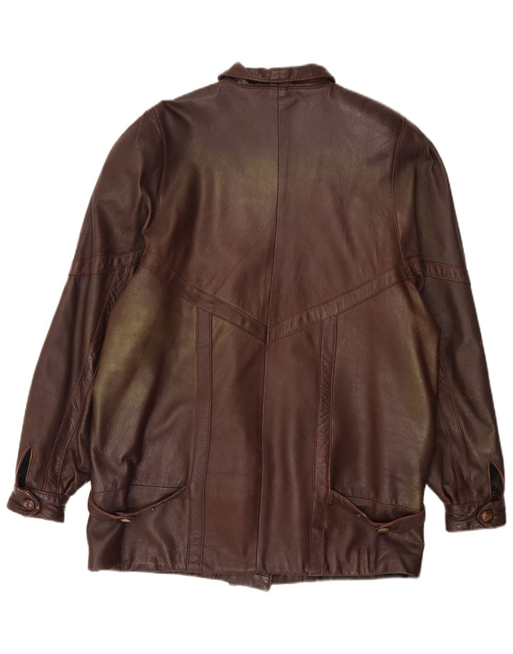 Cappotto in pelle oversize da donna vintage EU 40 in pelle marrone medio