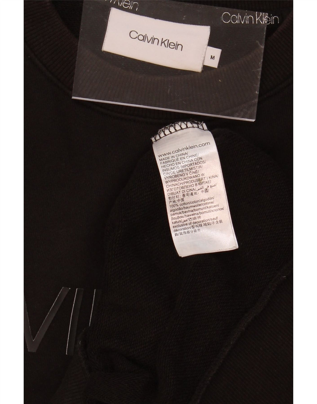 CALVIN KLEIN Womens Graphic Sweatshirt Jumper UK 12 Medium Black Cotton Vintage Calvin Klein and Second-Hand Calvin Klein from Messina Hembry 