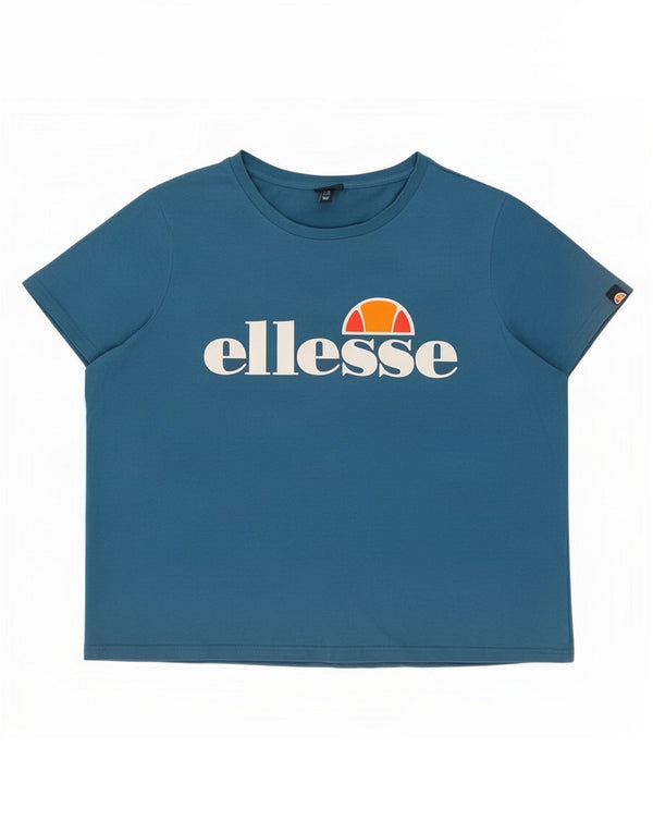 T-shirt grafica da donna Ellesse Top UK 28 6XL cotone blu