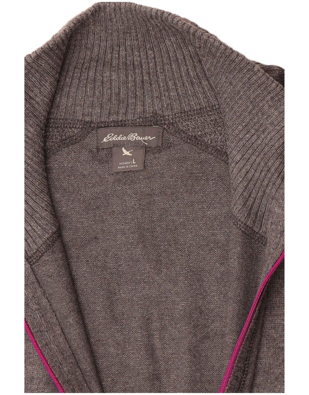 Maglione maglione da donna con collo con zip Eddie Bauer UK 16 grande grigio