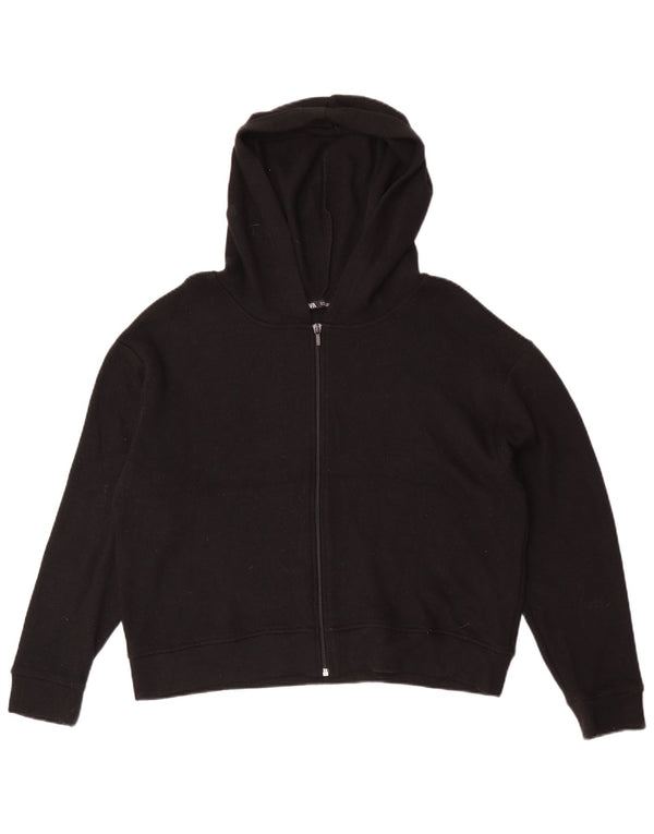 Maglione corto con cappuccio e zip da donna Zara UK 16 grande viscosa nera