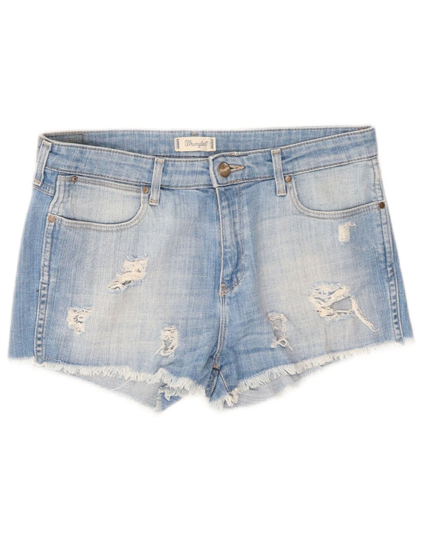 Pantaloncini di jeans invecchiati Boyfriend da donna Wrangler XS W29 cotone blu