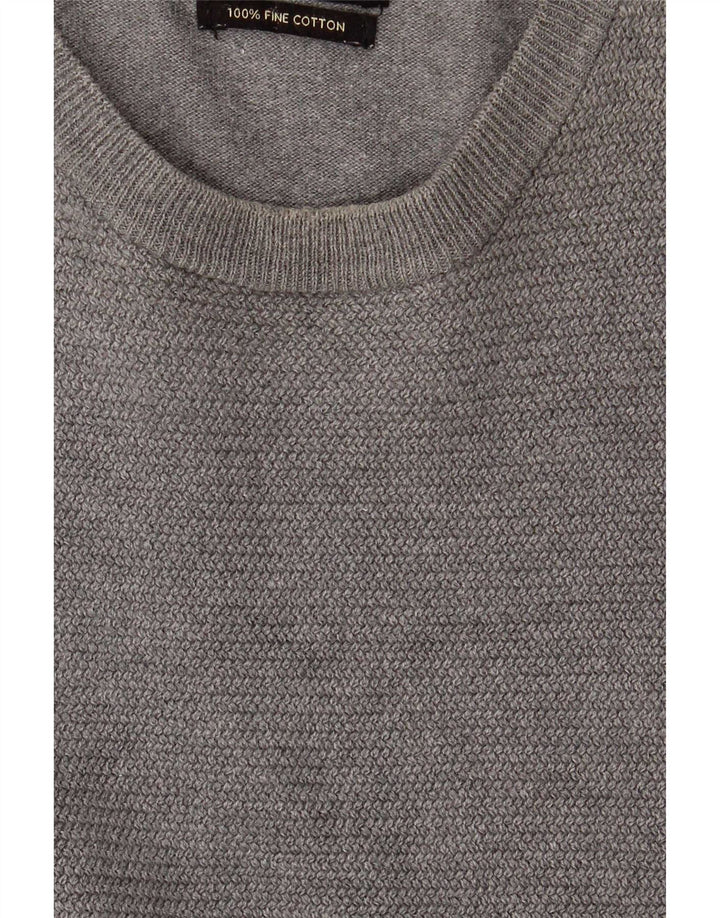 Maglione maglione girocollo da uomo Zara in cotone grigio medio