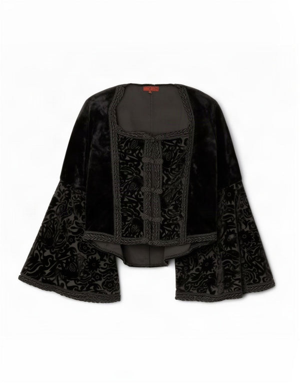 Top cardigan in velluto da donna Inter-Moden EU 38/40 Medium Black Paisley