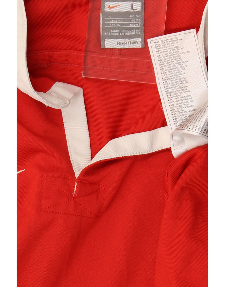 T-shirt da uomo Nike Top UK 42/44 Large Rosso Colourblock in poliestere